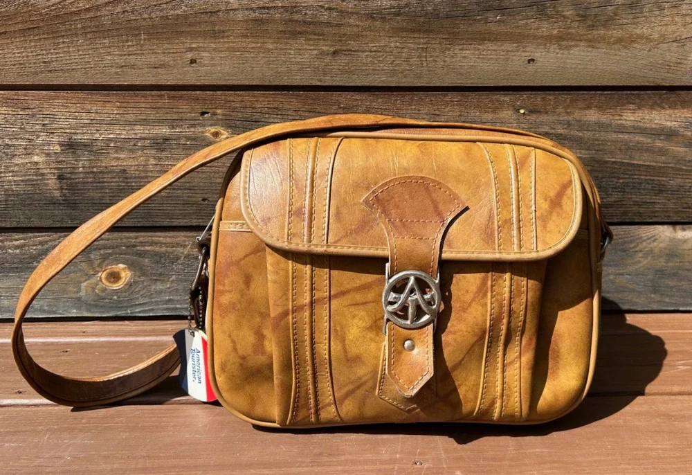 Vintage 1975 American Tourister Tan Shoulder Bag Carry On With Original Tag